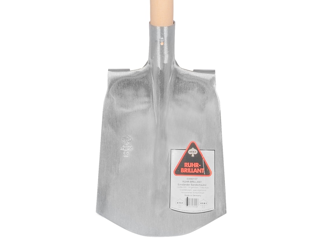 Steekbats RUHR BRILLANT 1/4 000 gepolijst, met PLATTE OPSTAP en ATLAS schopsteel 110 cm gebogen, FSC 100%
