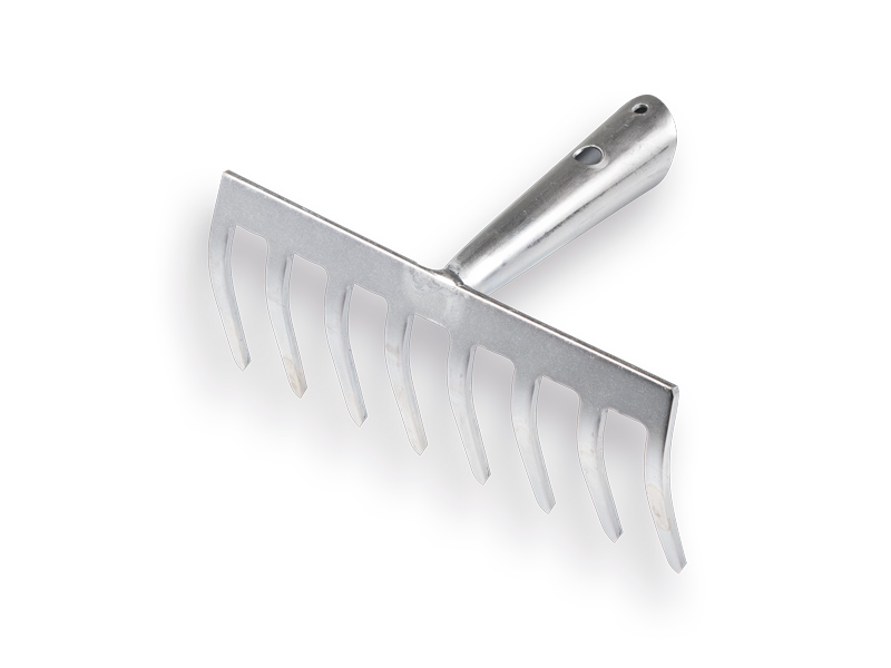 [1301095] Garden rake galvanised with 8 bent tines, without handle