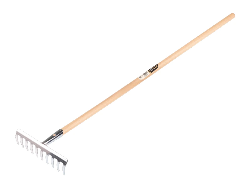Tuinhark Jimmy verzinkt met 10 gebogen tanden, met IKAPE steel 150 x 2,8 cm. FSC 100%