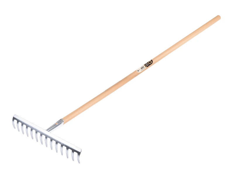 Tuinhark Jimmy verzinkt met 14 gebogen tanden, met IKAPE steel 150 x 2,8 cm. FSC 100%