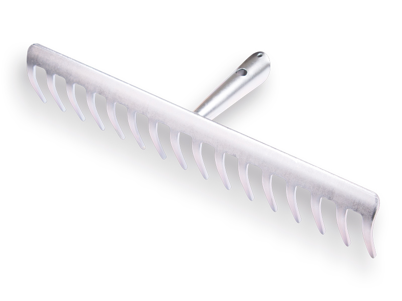 [1301145] Râteau de jardin galvanisé avec 16 dents courbées, sans manche