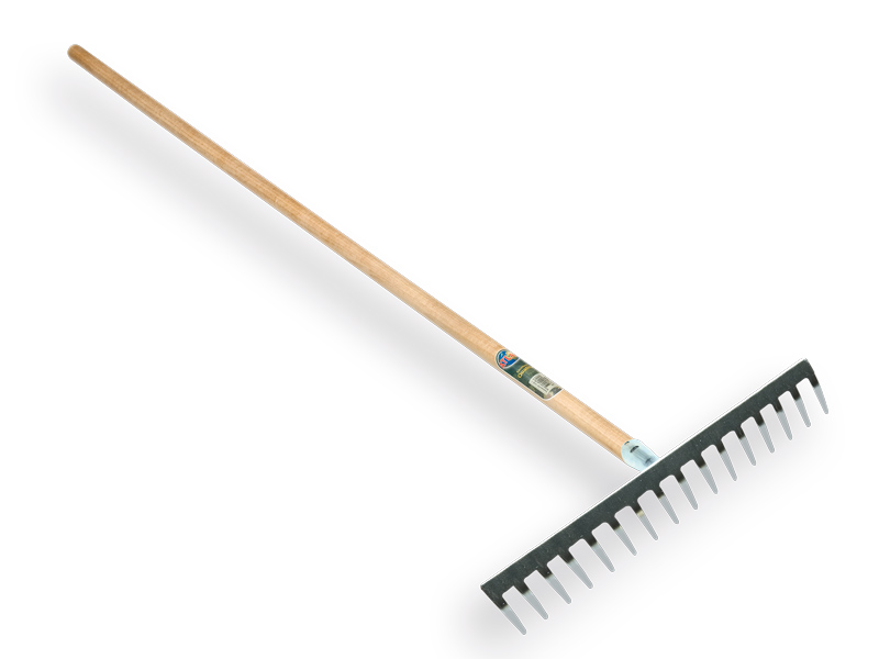 [1301150] Garden rake galvanised with 16 bent tines, with IKAPE handle 150 x 2.8 cm. FSC 100%