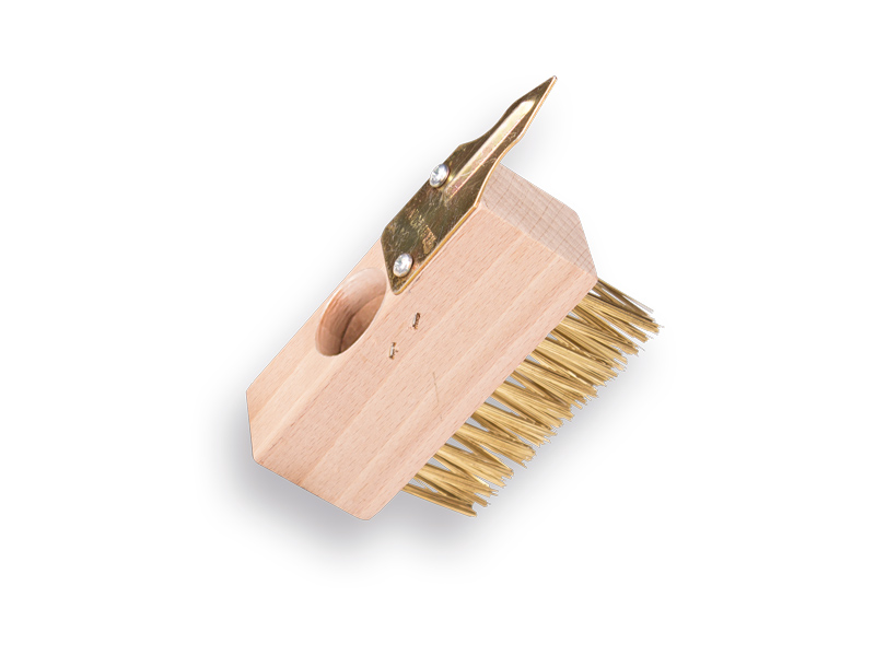 Brosse à joints en acier pour pavés ATLAS, fil d'acier trempé, avec grattoir, sans manche. FSC 100%
