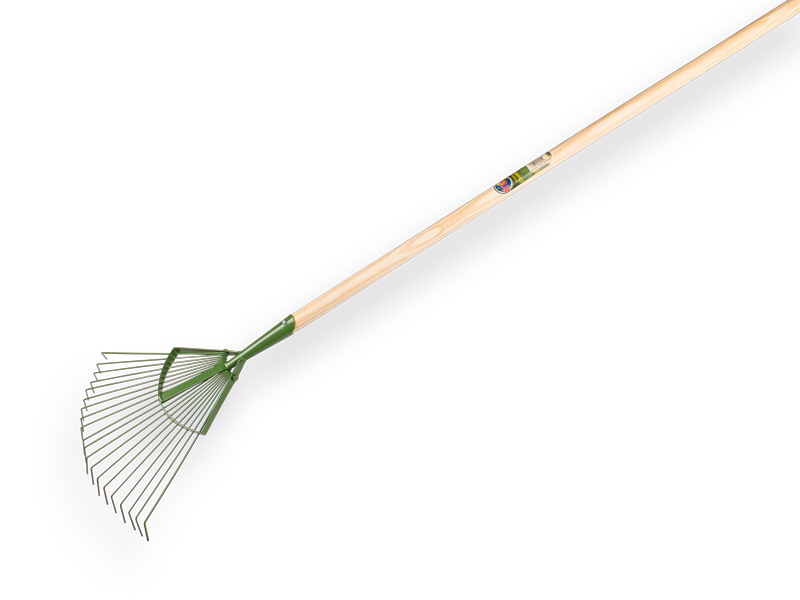 Laubrechen PROFI-Plus, 20 runde Zinken, Federstahl, mit IKAPE-Stiel 150 x 2,8 cm. FSC 100%