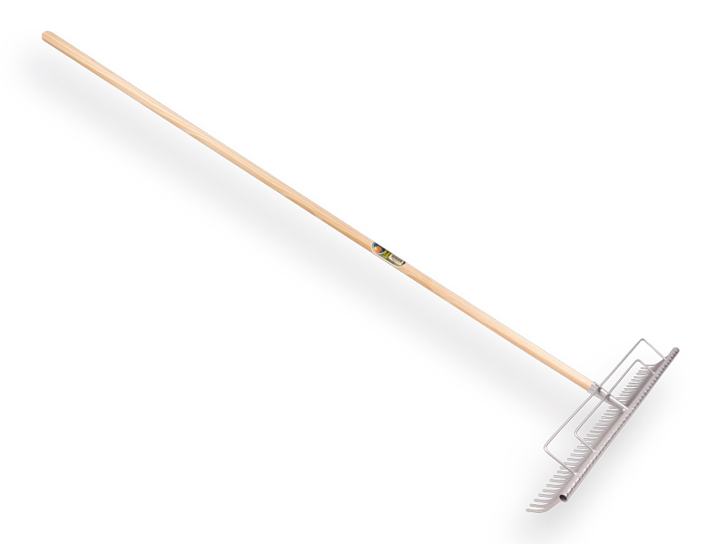 Râteau à gazon ATLAS acier 70 cm avec 40 dents courbées, avec manche 170 x 2,8 cm