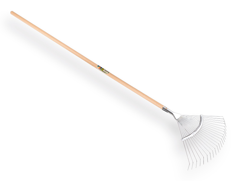 Laubrechen ATLAS verzinkt, 22 runde Zinken, mit IKAPE Stiel 150 x 2,4 cm. FSC 100%