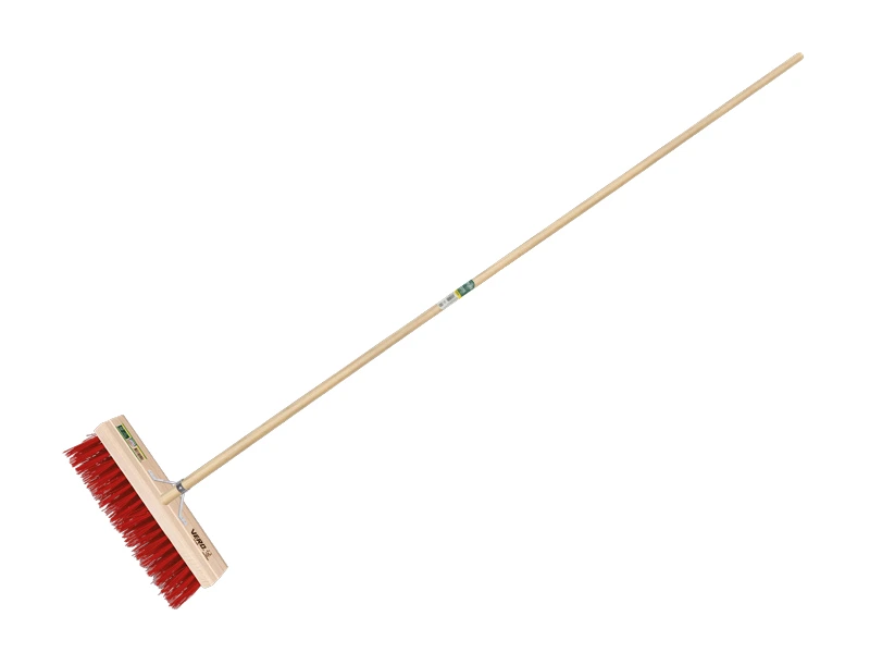 [1490332] Bezem VERO 70 PPN rood 35 cm, vlakke kap, met ATLAS steel 150 x 2,8 cm en stokhouder