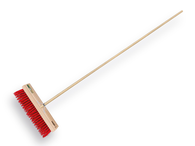 Broom VERO 80 PPN red 41 cm, flat cap, with ATLAS handle 150 x 2.8 cm and broom handle bracket