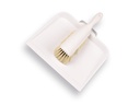 Dustpan and brush, VERO 8452. White brush with PPN synthetic bristles and metal dustpan, width 25.5 cm with short grip