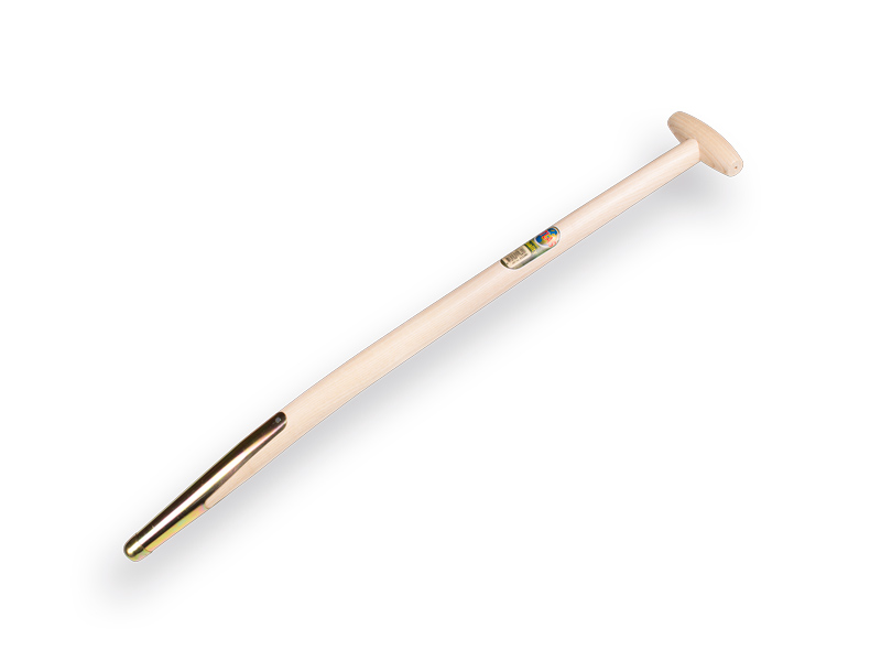 [211280] Manure fork handle ATLAS 85 cm bent, with spring ferrule and through-mount T-grip, drilled, FSC 100%