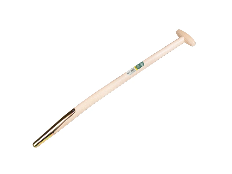 [211280] Manure fork handle ATLAS 85 cm bent, with spring ferrule and through-mount T-grip, drilled, FSC 100%