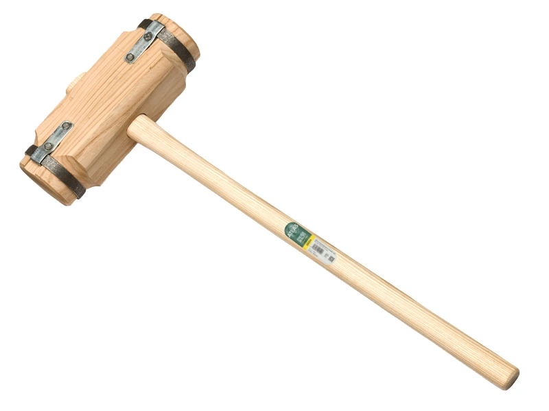 [650820] Maillet a poteaux frison - maillet pour poteaux ATLAS, bois de frêne lamellé, bagues et ferrures latérales en acier, manche ovale 100 cm, FSC 100%