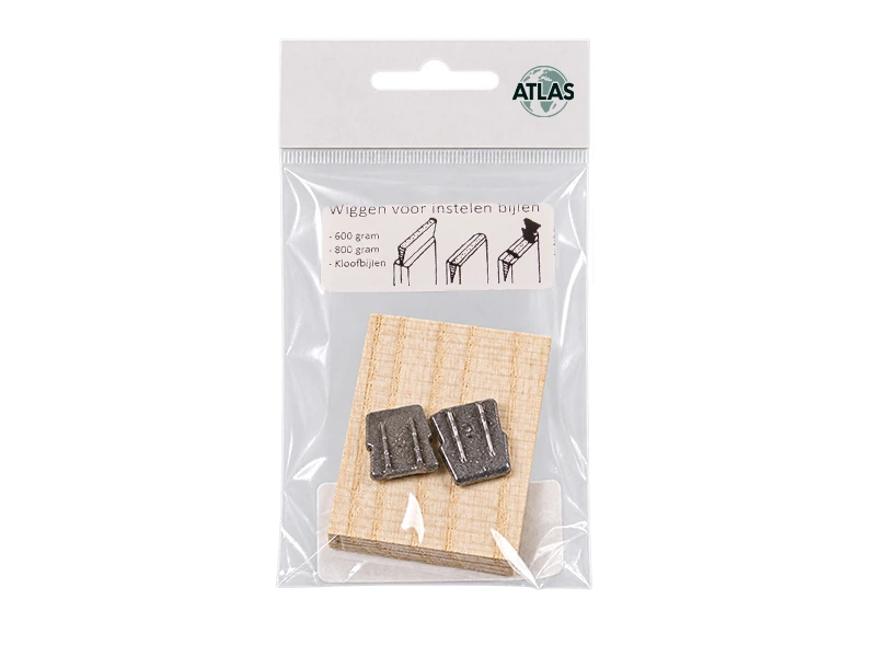 [651810] Bijlspie set ATLAS, kleine houten wig en 2 stuks metalen wig nr. 2