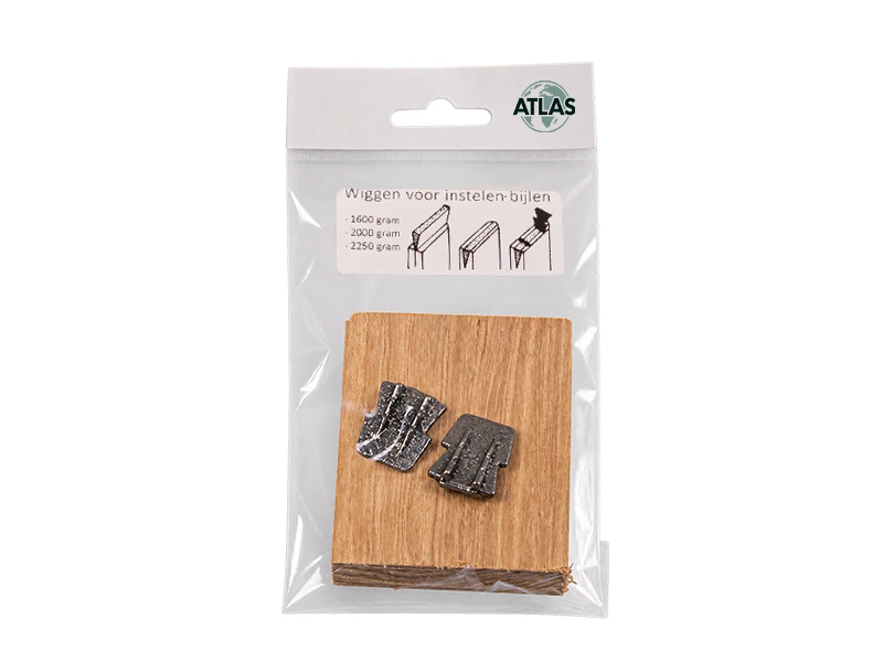 [651815] Bijlspie set ATLAS, grote houten wig en 2 stuks metalen wig nr. 4
