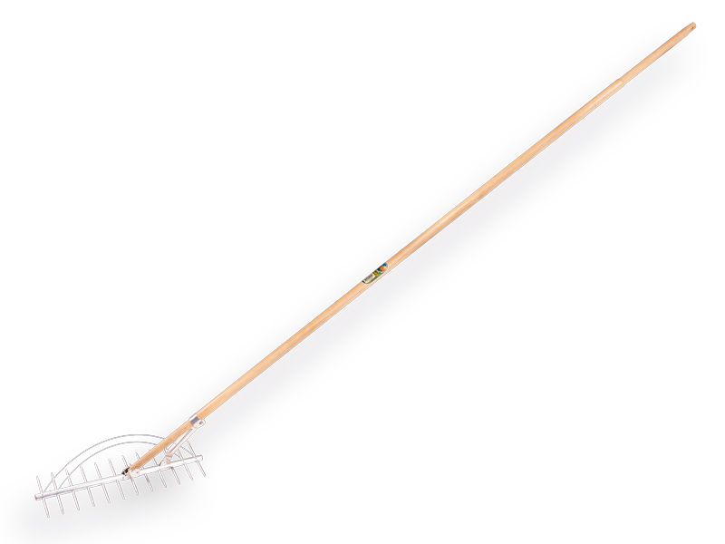 [656037] Râteau à foin OFFNER aluminium 13 dents, avec attrape-foin avec manche ATLAS 160 x 2,8 cm