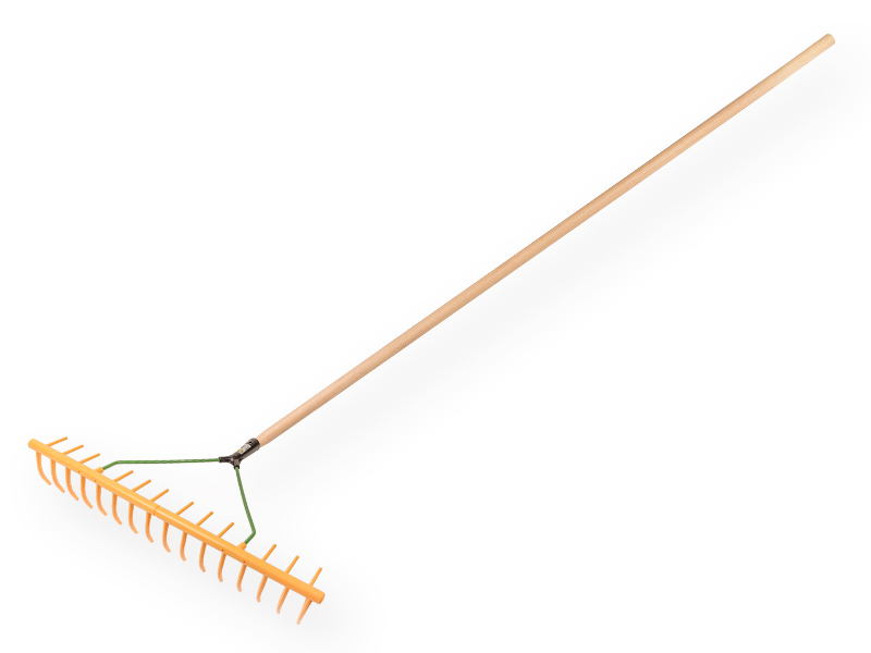 Polyrechen - Rasenrechen JOST 64 cm, 16 gebogene und 12 rechtwinklige Zinken, mit ATLAS-Stiel 160 x 2,8 cm