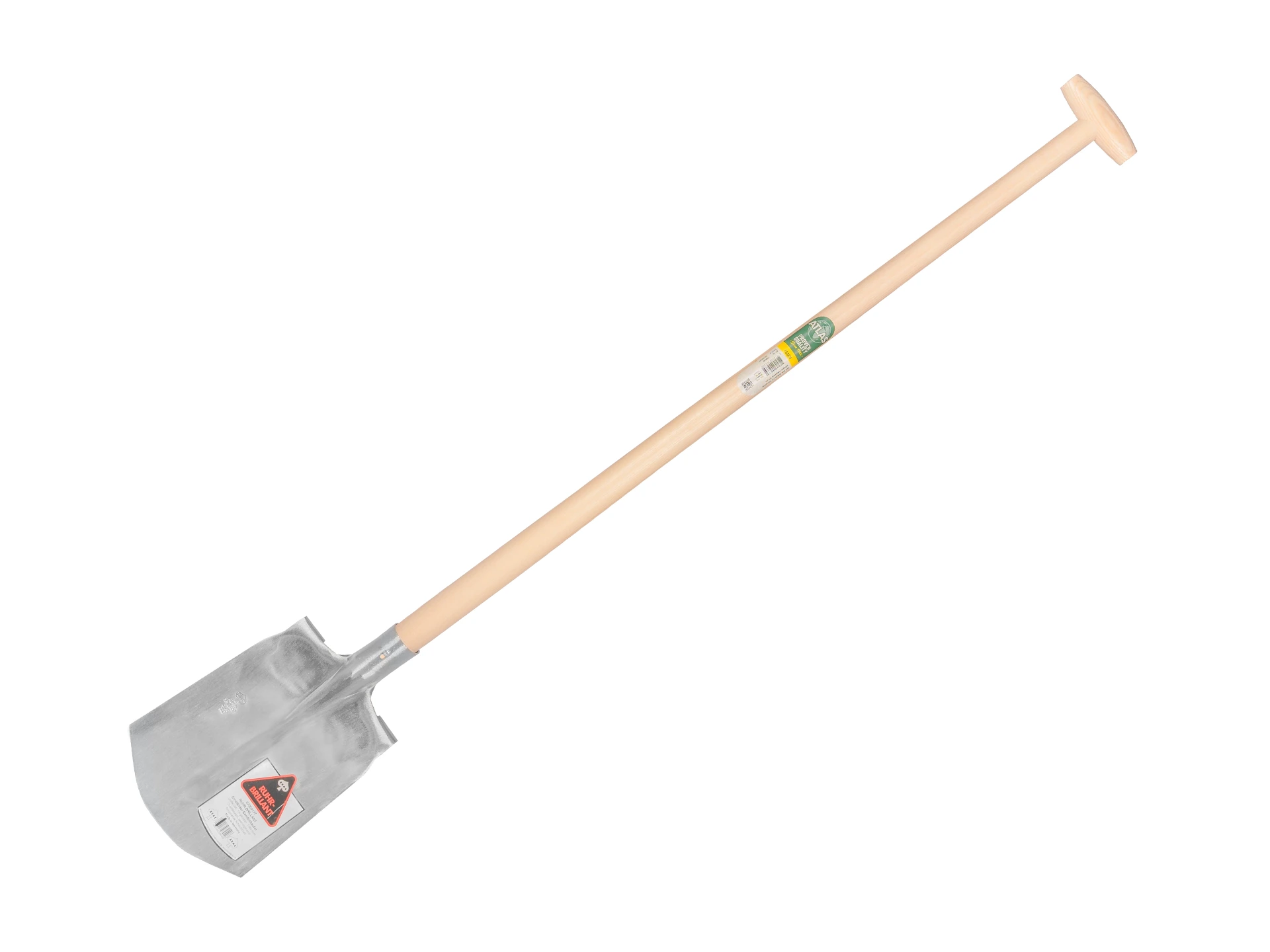 Steekbats RUHR BRILLANT 1/4 000 gepolijst, met PLATTE OPSTAP en ATLAS schopsteel 110 cm gebogen, FSC 100%