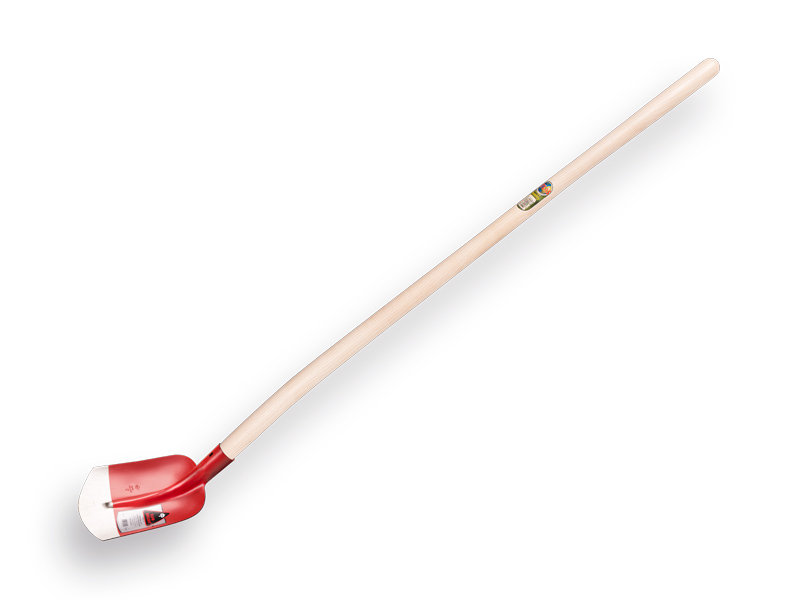 [700610] Holländer Sandschaufel RUHR BRILLANT 3/4 00 rot, extra gehärtet, mit ATLAS Schaufelstiel 130 cm gebogen, FSC 100%