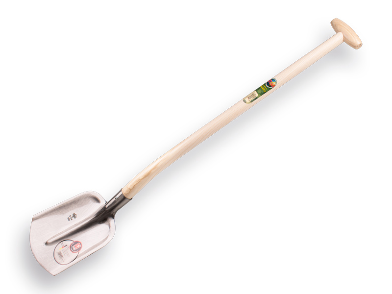 Digging shovel ABC 1/4 000, hardened and polished, with ATLAS gooseneck shovel handle 90 cm strongly bent