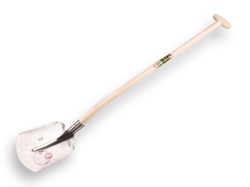 [705243] Holländer Sandschaufel ABC 1/2 0, gehärtet und poliert, mit ATLAS Schwanenhals-Schaufelstiel 100 cm stark gebogen