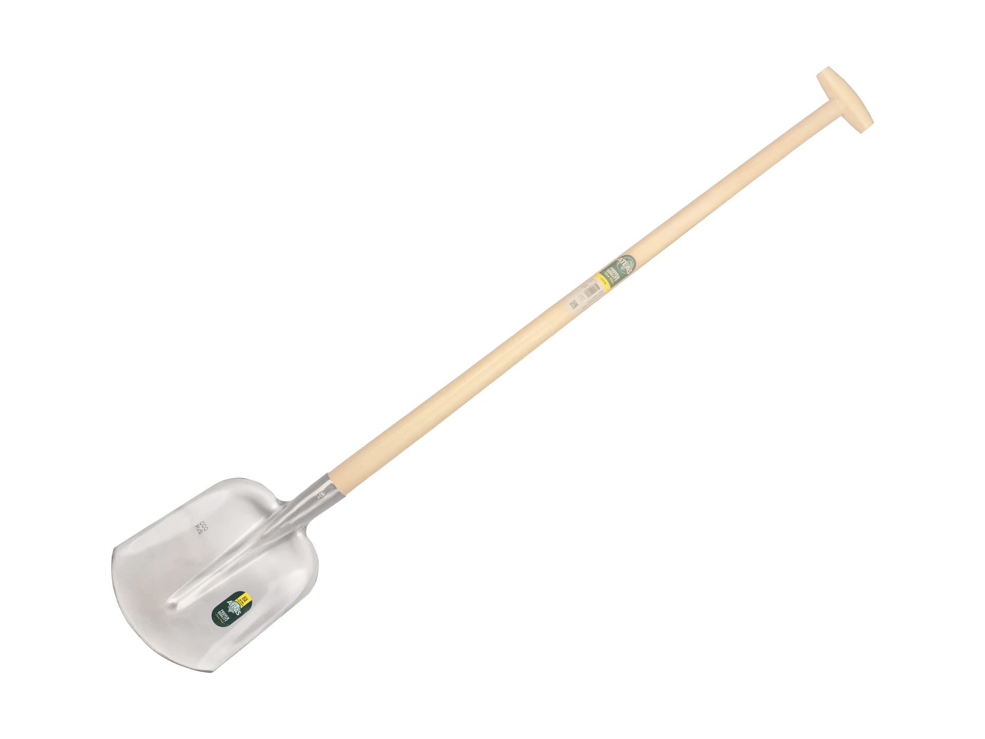 [710035] Pelle ATLAS DIAMANT acier inoxydable 1/4 000, avec manche de pelle ATLAS 110 cm courbé, FSC 100%