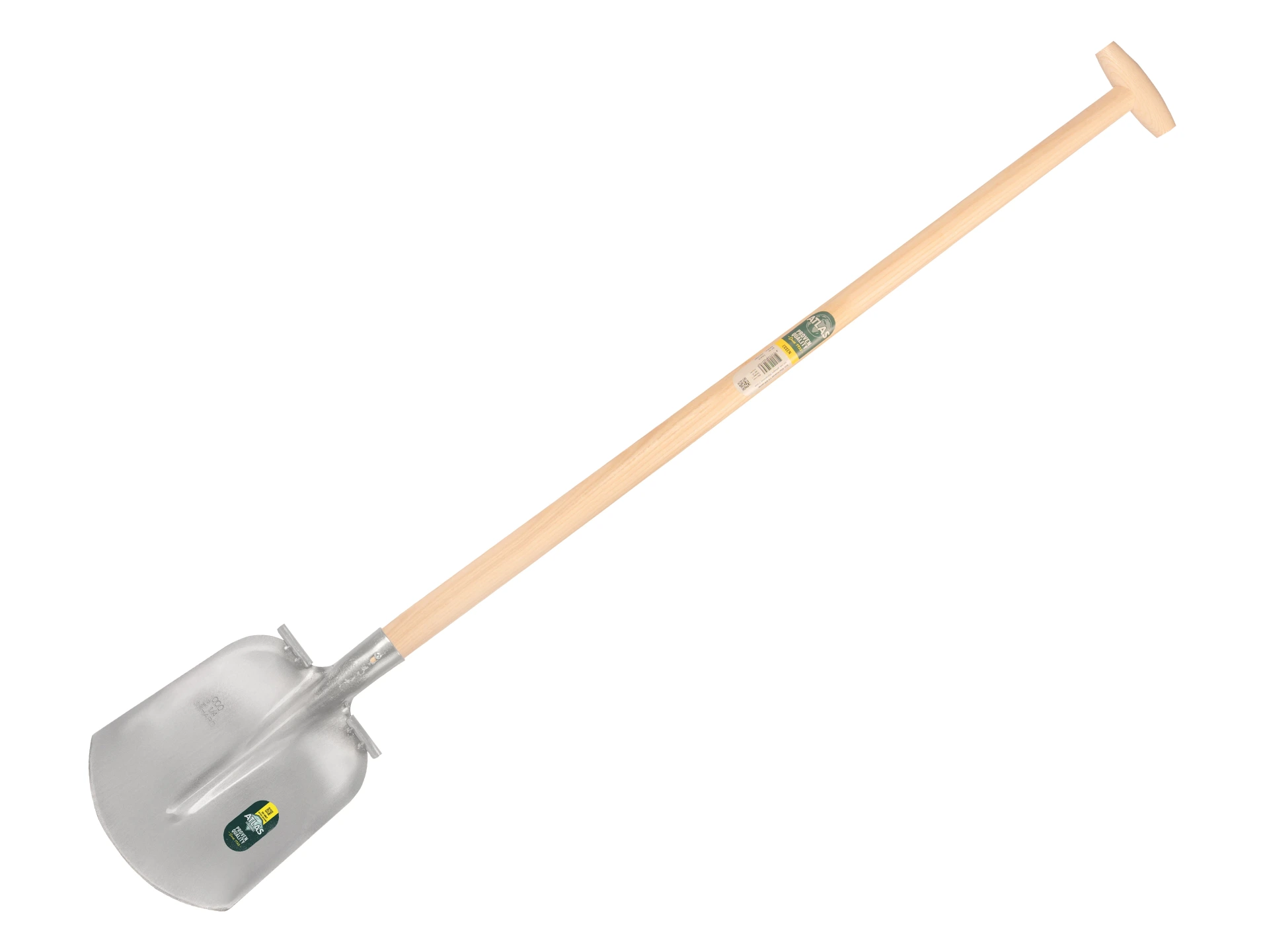[735474] Flachrandschaufel ATLAS DIAMANT 1/4 000 gehärtet, poliert, runder Tritt, mit Schwanenhals-Schaufelstiel 110 cm extra doppelt gebogen
