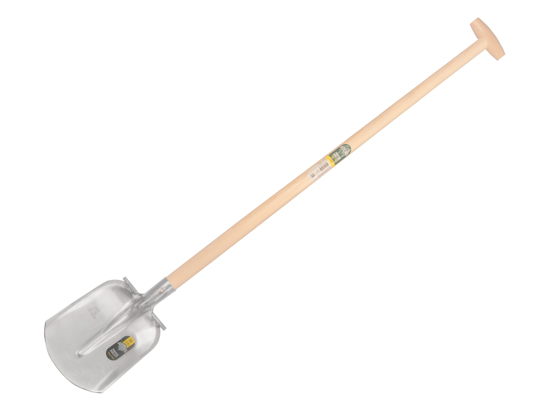 [735475] Pelle ATLAS DIAMANT 1/4 000 trempé, poli, repose-pieds ronds, avec manche de pelle à col de cygne 110 cm doublement courbé