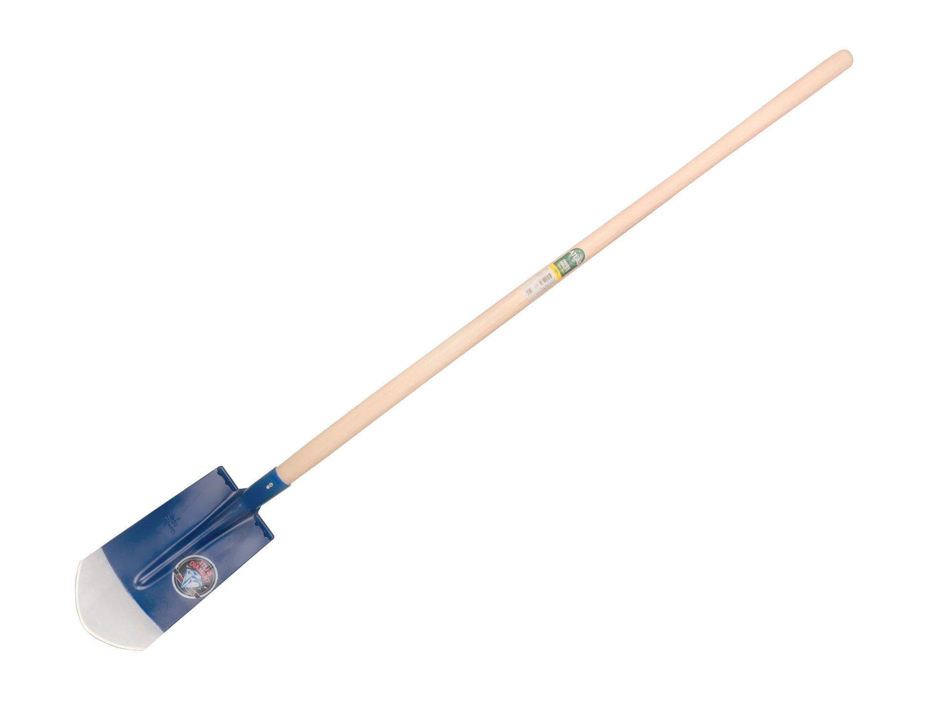 Cable shovel ATLAS DIAMOND 16 cm 3/4 blue, pointed bottom, ROUND TREADS, with ATLAS shovel handle 130 cm, FSC 100%