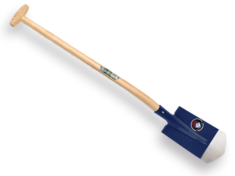 Cable shovel ATLAS DIAMANT 16 cm 3/4 blue, underside Ground stake, ROUND TREADS, with ATLAS shovel handle 110 cm