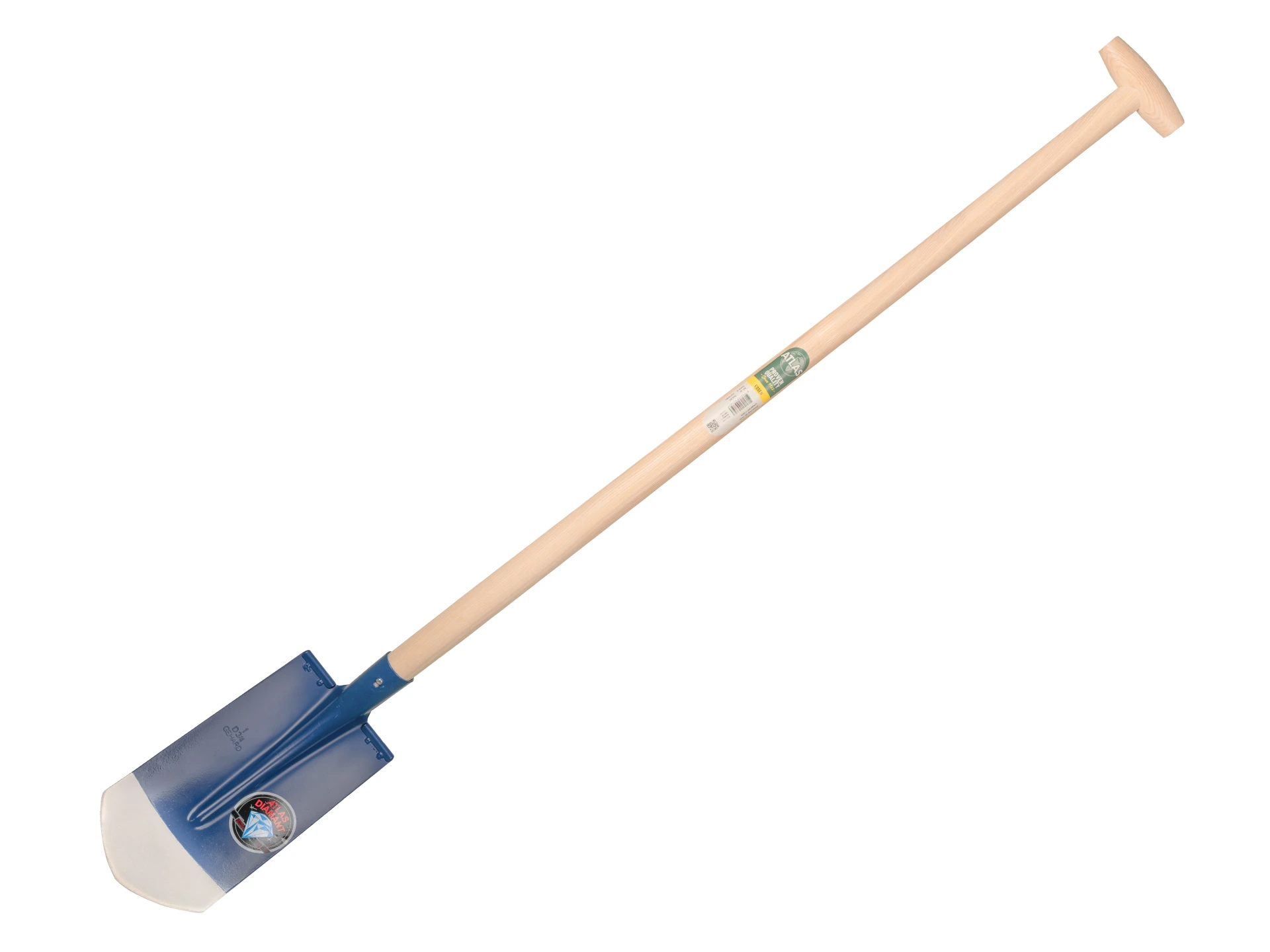 [755782] Kabelschaufel ATLAS DIAMANT 16 cm 3/4 blau, Unterseite spitz, runder Tritt, mit ATLAS Schaufelstiel 110 cm, FSC 100%