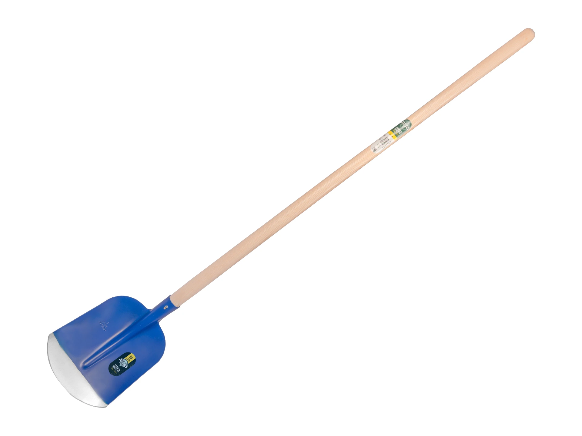 [770575] Scoop Shovel ATLAS DIAMOND 3/4 1 blue, hardened and polished, with ATLAS shovel handle 130 cm bent, FSC 100%
