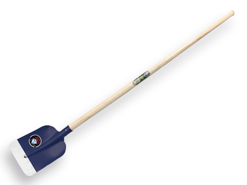 Concrete shovel ATLAS DIAMANT 1/2 0 blue rounded, with ATLAS shovel handle 130 cm bent, FSC 100%