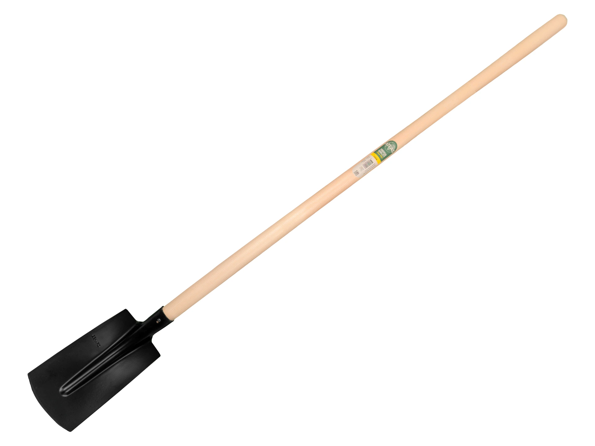 Kabelschaufel ATLAS 16 cm 3/4 schwarz, Unterkante gerade, extra gehärtet, mit ATLAS Schaufelstiel 130 cm, FSC 100%