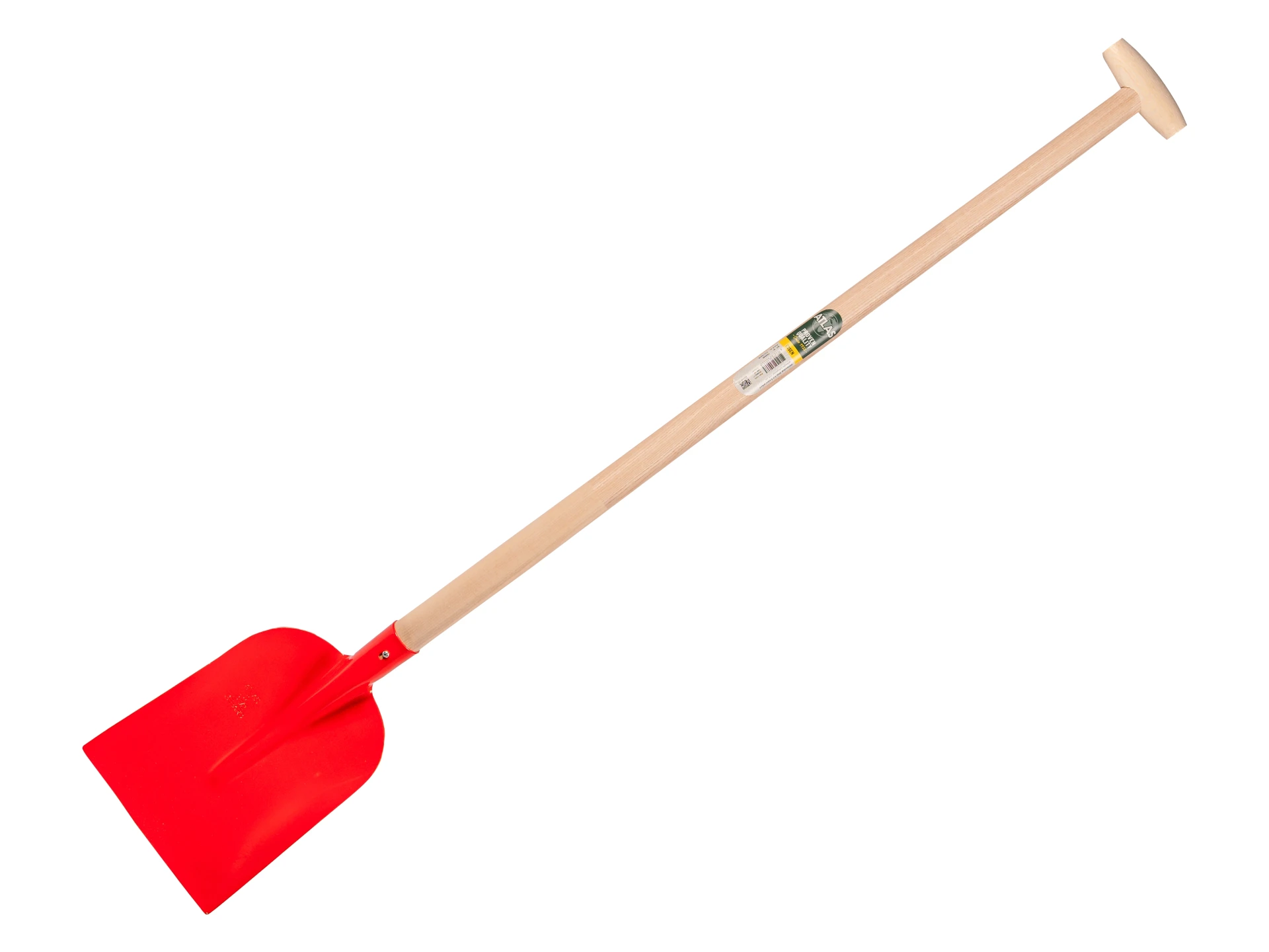 [780966] Pelle à béton ATLAS 1/2 0 rouge, extra trempé, avec manche de pelle ATLAS 110 cm courbé, FSC 100%