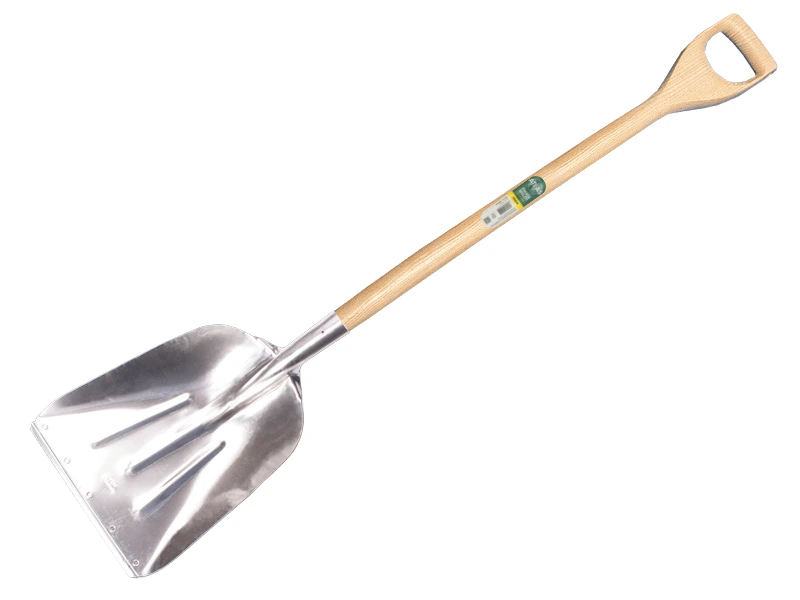 Grain shovel OFFNER aluminium with wear strip and ATLAS D-handle 95 cm bent