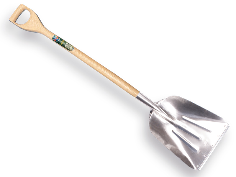 [790158] Pelle à grain OFFNER aluminium avec bande d’usure et ATLAS manche poignee D 95 cm courbé