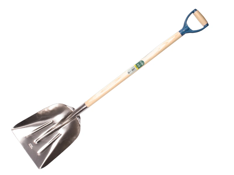 Grain shovel OFFNER aluminium without wear strip and ATLAS plastic D-handle 95 cm bent, FSC 100%