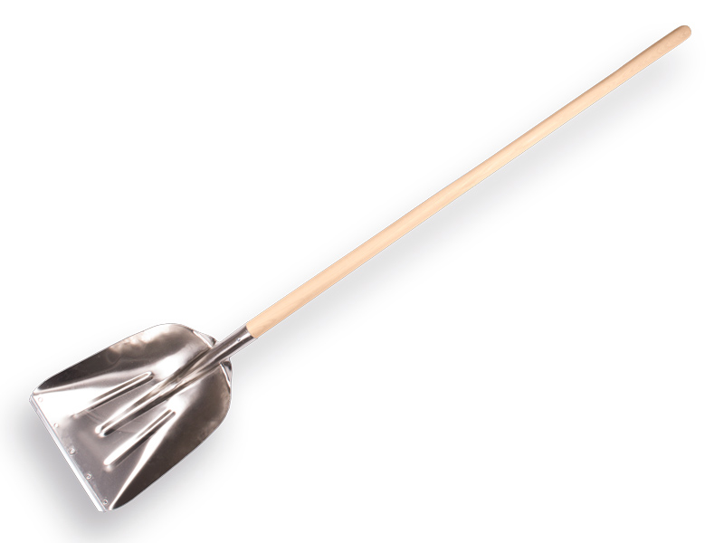 [790560] Pelle à grain ATLAS aluminium avec bande d’usure et manche de pelle en bois de frêne 130 cm courbé