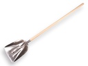 Grain shovel ATLAS aluminium with wear strip and ash wood handle 130 cm bent, FSC 100%