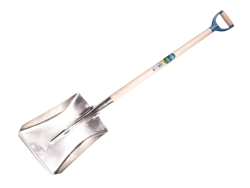 Ballast shovel OFFNER aluminium with wear strip, 27 x 35 cm, ATLAS plastic D-handle 95 cm bent, FSC 100%