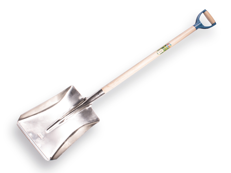 Ballast shovel OFFNER aluminium with wear strip, 27 x 35 cm, ATLAS plastic D-handle 95 cm bent