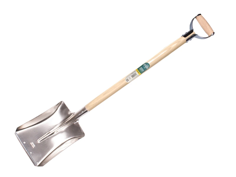 [797015] Ballast shovel OFFNER aluminium with wear strip, 27 x 35 cm, ATLAS metal D-handle 95 cm bent, FSC 100%