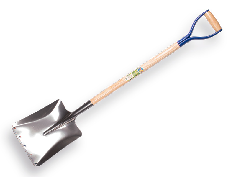 Ballast shovel ATLAS aluminium with wear strip, 28 x 33 cm, with metal D-handle 95 cm