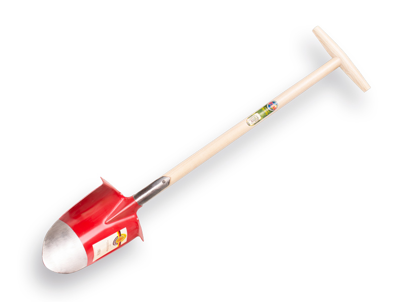 Pelle ronde SHW rouge, largeur supérieure 16,5 cm, avec manche ATLAS de 80 cm et large poignée