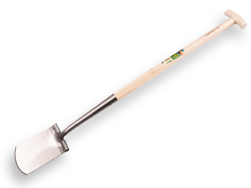 Zwanenhalsspade ATLAS DIAMANT gepolijst, met RONDE OPSTAP en Hickory T-steel 80 cm