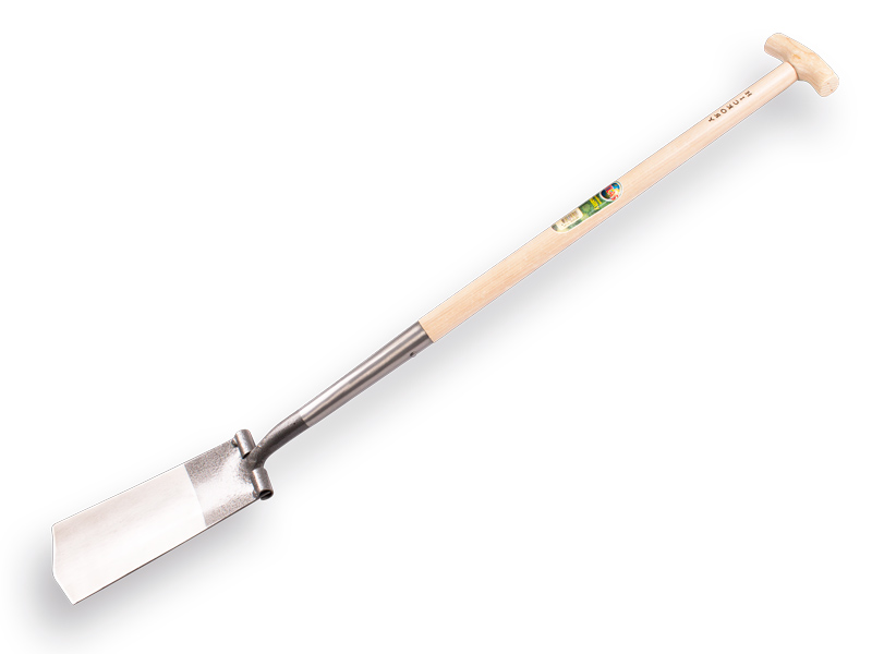 Bêche étroite ATLAS DIAMANT poli, REPOSE PIEDS RONDS, avec caryer manche de bêche en T 80 cm