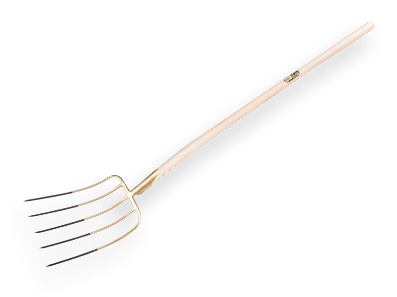 Mistgabel OFFNER 5 Zinken mit Doppelfeder-Tülle, 45 cm lang, mit ATLAS Schaufelstiel 130 cm