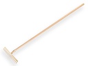 OFFNER Gartenrechen mit Dulle. Gold lakiert mit 14 gebogenen Zinken mit Langstiel 160 x 2,8 cm