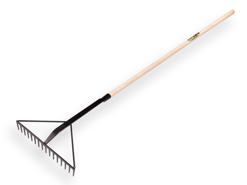 [818217] Asphaltrechen ATLAS verstärkt schwarz, 16 Zinken mit Tülle 60 cm und Eschenholz Stiel 130 cm