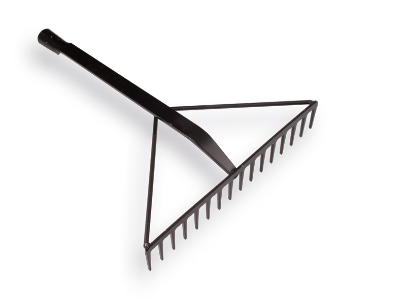[818218] Râteau à asphalte ATLAS renforcé noir, 16 dents avec douille de 60 cm, sans manche